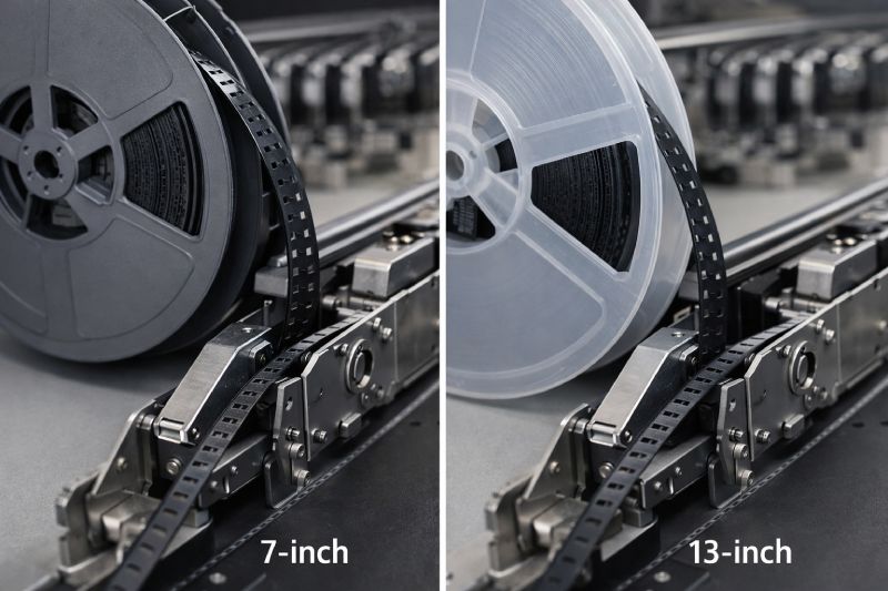 Comparison of 7-inch and 13-inch SMT reel feeding performance