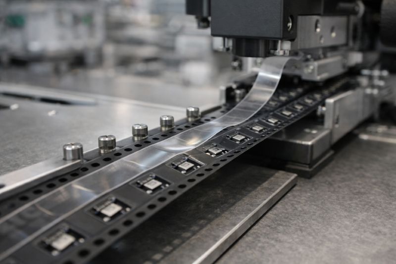 SMT carrier tape feeder compatibility testing showing sprocket engagement and dynamic indexing stability during production