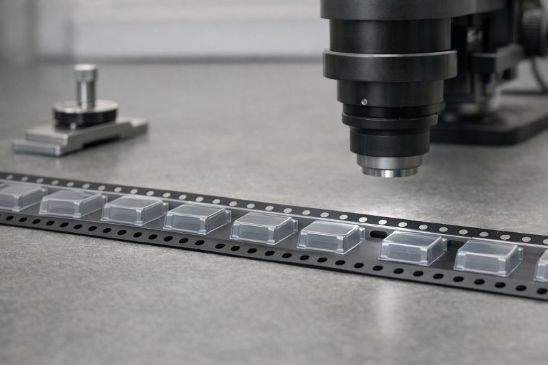 Measurement of carrier tape pitch and sprocket hole alignment for SMT feeder accuracy
