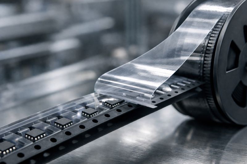 cover tape sealing carrier tape in tape and reel packaging process