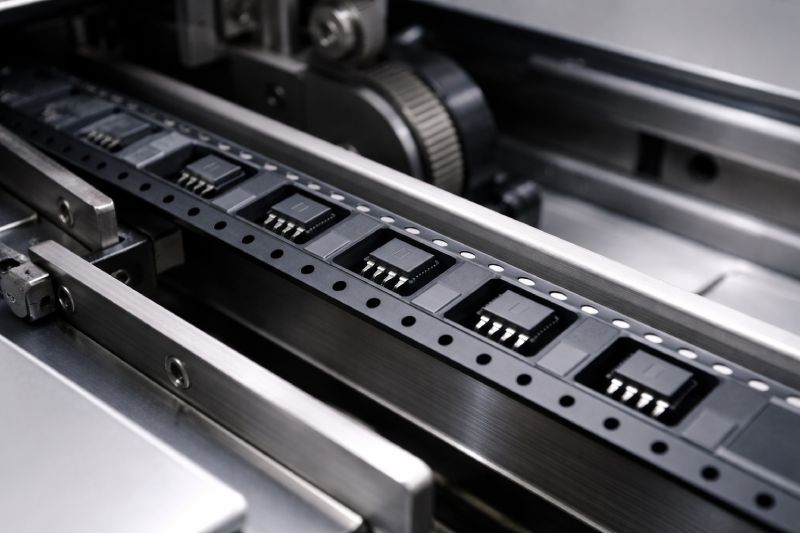 IC carrier tape feeding through SMT pick and place feeder