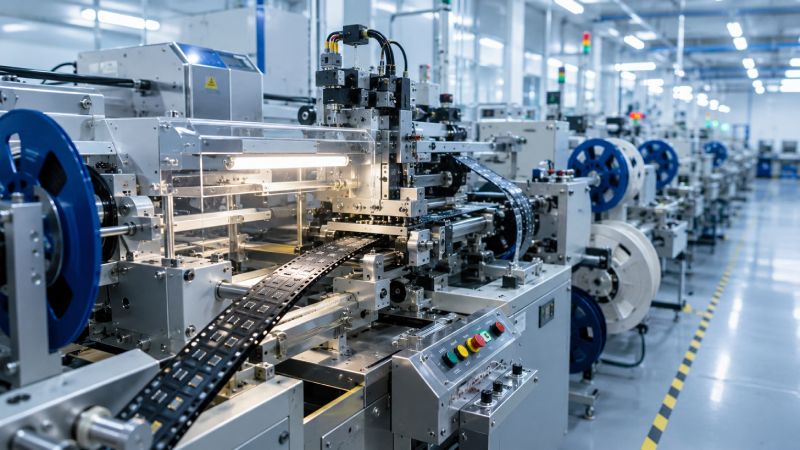 Fully automatic tape and reel packaging production line for SMT electronics manufacturing