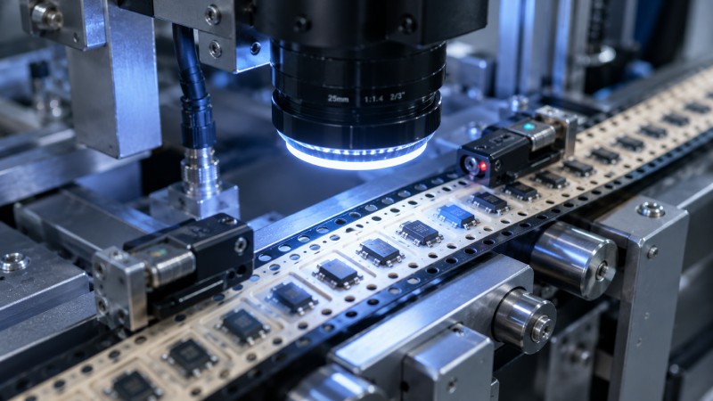 Machine vision system inspecting component orientation in paper carrier tape packaging