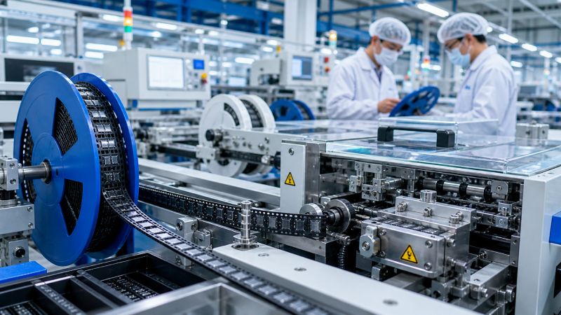 Custom tape and reel packaging production line in SMT factory
