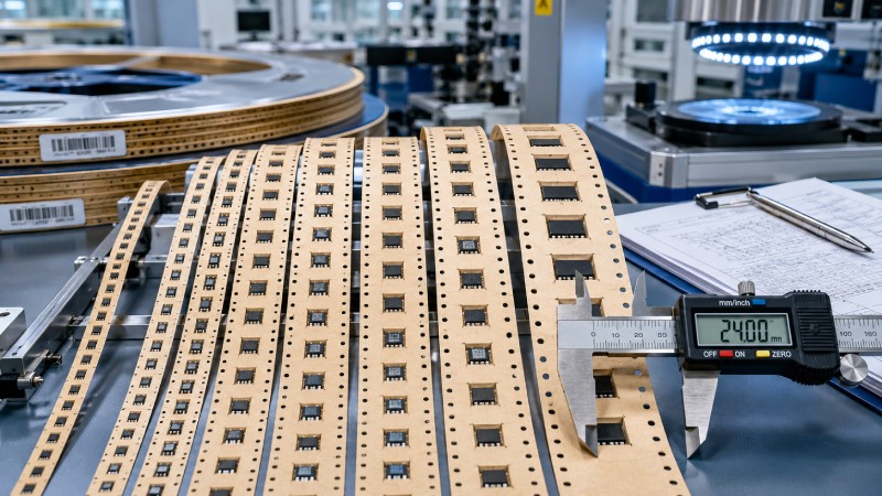 Quality inspection of paper carrier tape dimensions according to EIA-481 packaging standards