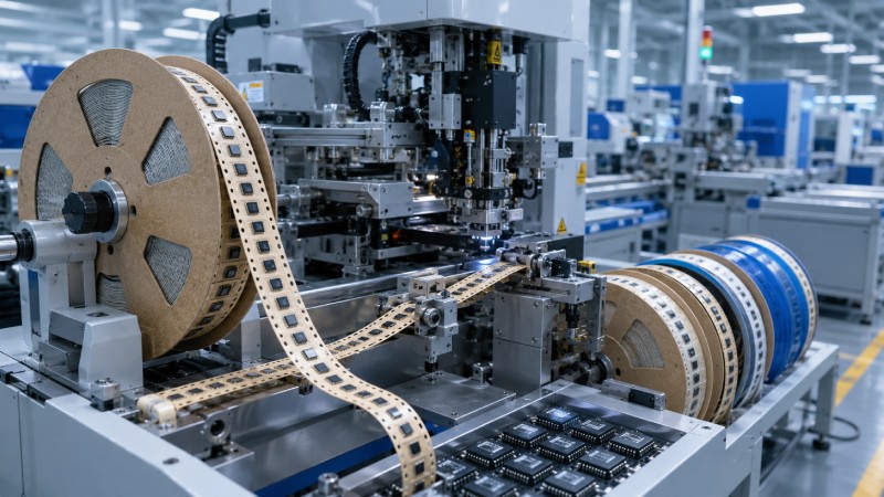 Paper carrier tape used in automated SMT electronic component packaging line