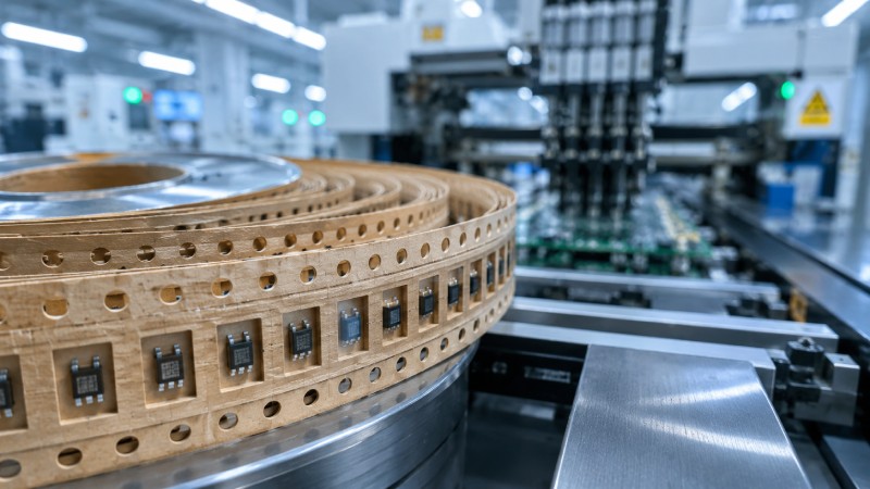 Paper carrier tape manufactured according to industry standards for SMT component packaging
