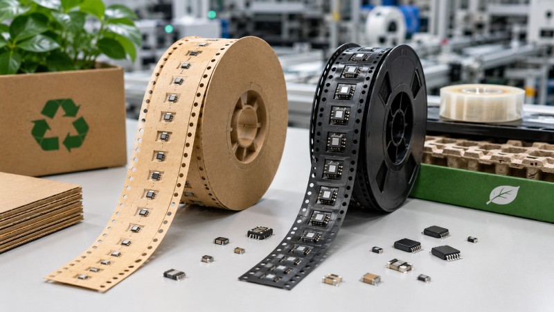 Comparison of paper carrier tape and plastic embossed carrier tape for electronic component packaging
