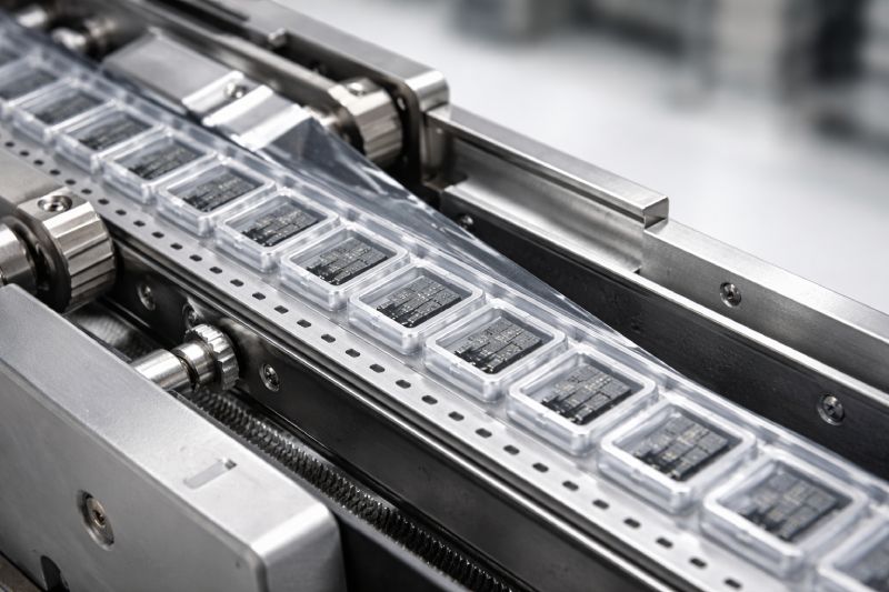 PET carrier tape running through SMT feeder with consistent pocket positioning and stable component feeding