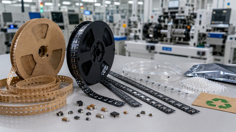 Recyclable carrier tape packaging for sustainable SMT electronic component handling