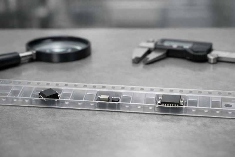 Standard carrier tape showing unstable component seating and pocket fit limits during SMT inspection
