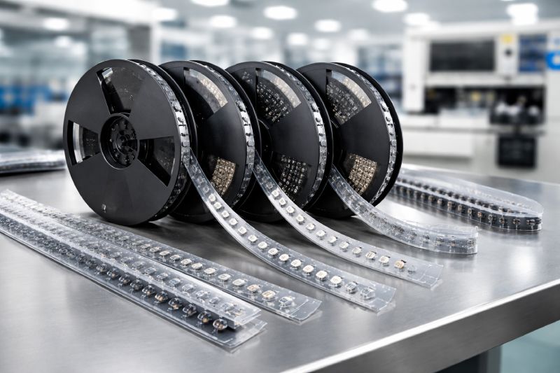 Tape and reel packaging for passive components including chip resistors capacitors and inductors
