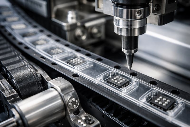 WLCSP components fed from carrier tape into SMT pick and place machine